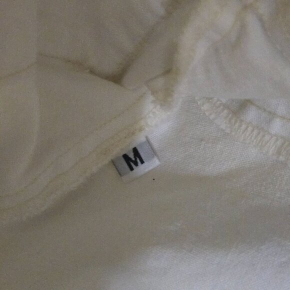 Burning Torch Recycled Cotton White Long Sleeve Raw Hem Full Zip Jacket Size S - Picture 7 of 8